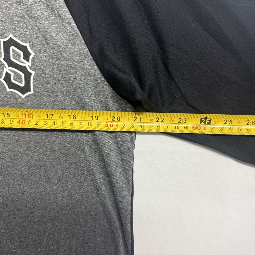 Pittsburgh Pirates Nike MLB Mens L Gray Black Dri-Fit 3/4 Raglan Sleeve Baseball - Picture 6 of 10